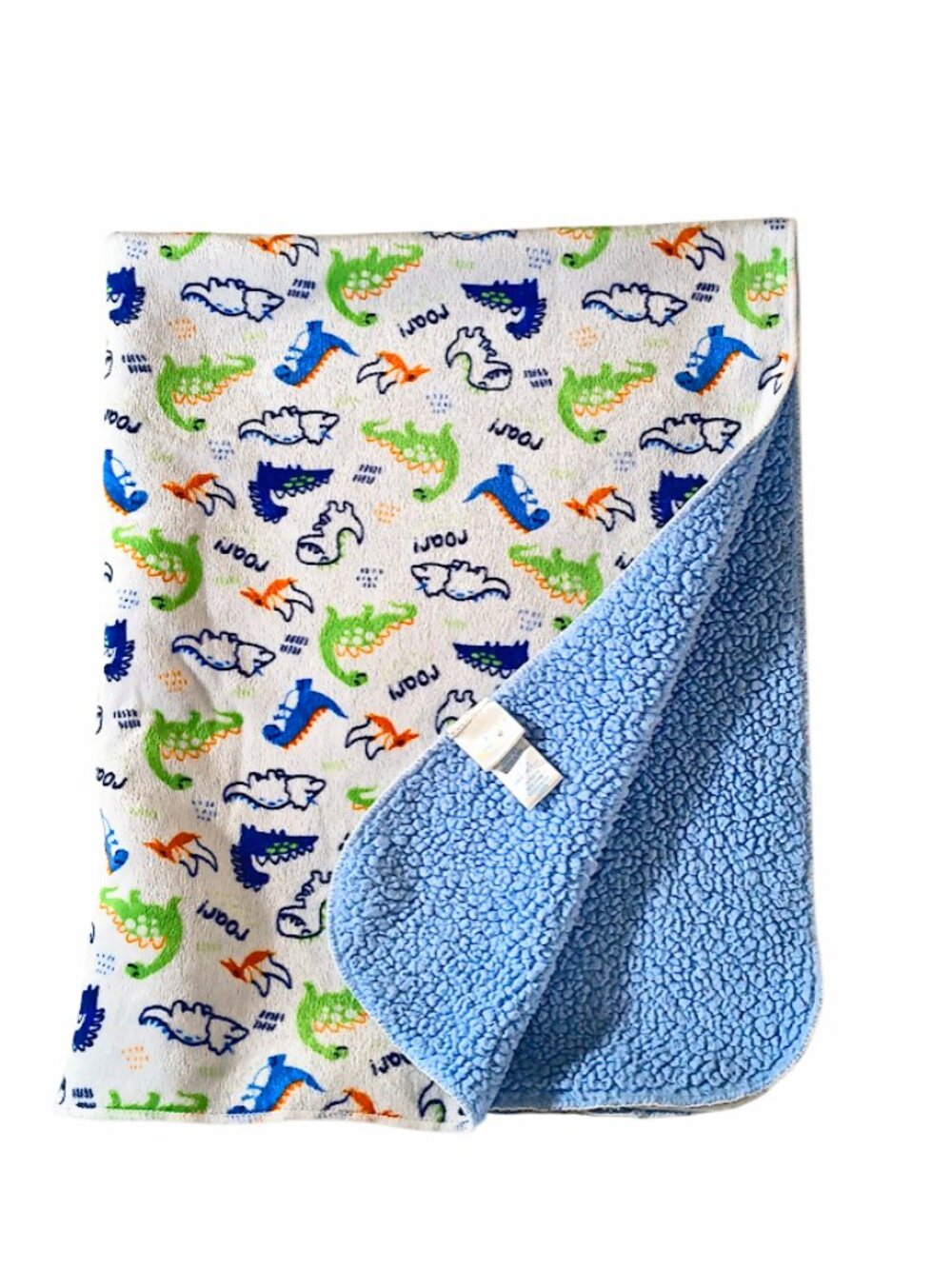 Kidgets Dinosaur Roar Blue Sherpa Lovey Security Blanket 30" X 37"